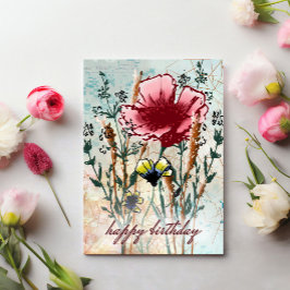 Tarjeta Personalized Birthday Card Mixed Media Wildflower 