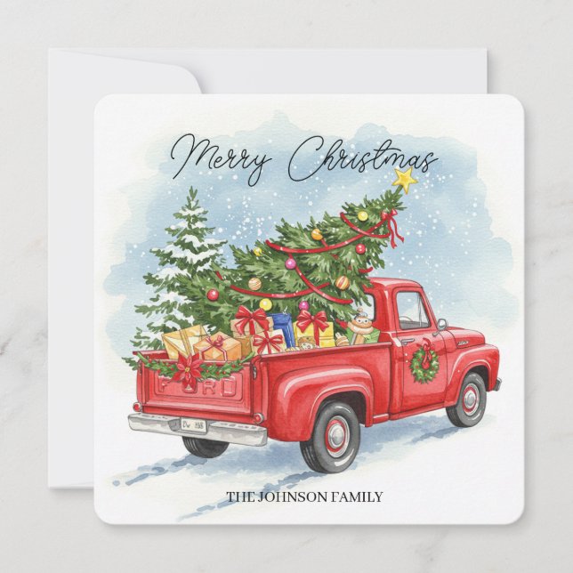Tarjeta Personalized Christmas truck greeting card  (Anverso)