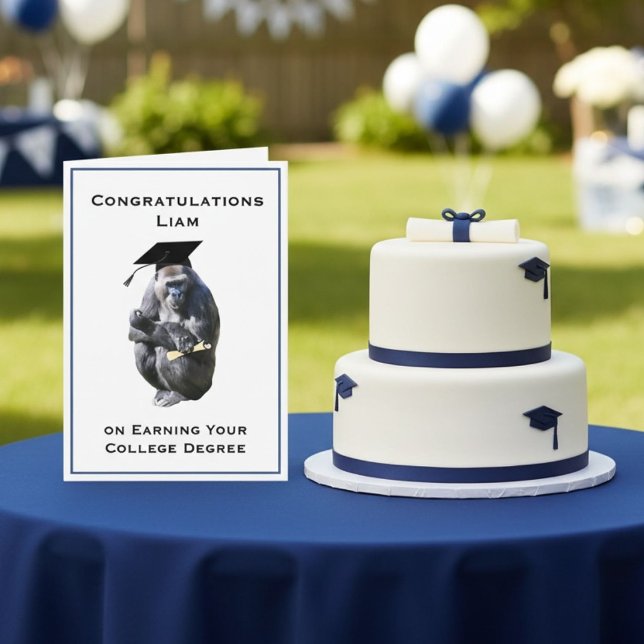 Tarjeta Personalized Congratulations Degree Funny Gorilla (Subido por el creador)
