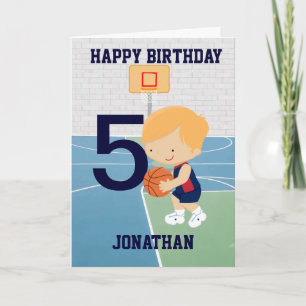 Tarjeta Personalized Cute basketball Birthday Card