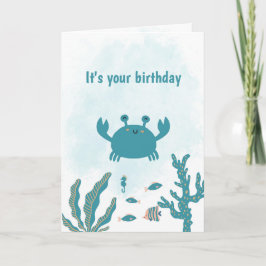 Tarjeta Personalized Cute Crab Birthday Card