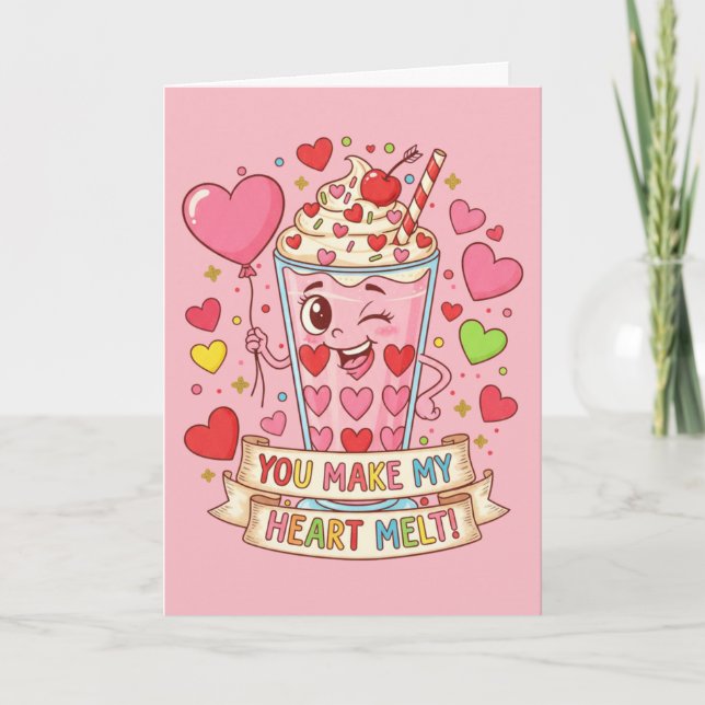 Tarjeta Personalized Cute Love Milkshake Valentine (Anverso)