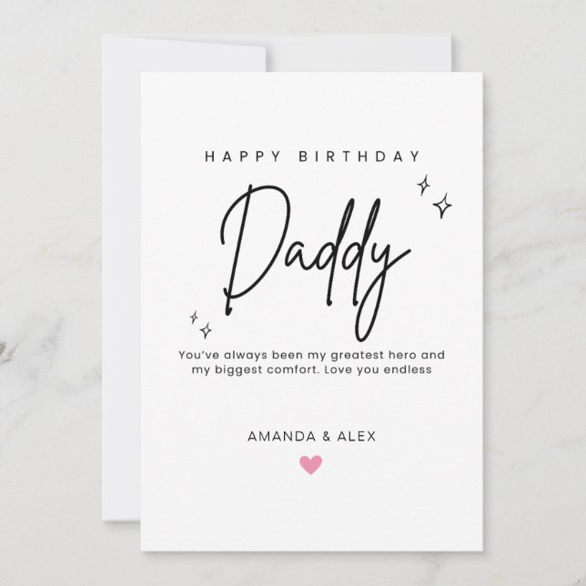 Tarjeta Personalized Dad Birthday Card Simple Minimalist (Anverso)