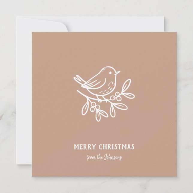 Tarjeta Personalized Family Name Merry Christmas Robin (Anverso)