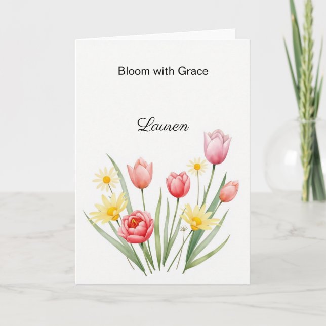 Tarjeta Personalized Floral Watercolor (Anverso)