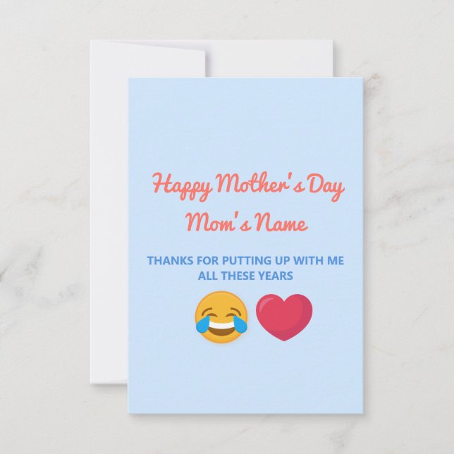 Tarjeta Personalized Funny Happy Mothers Day Greeting (Anverso)