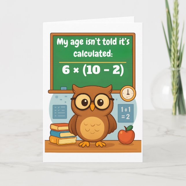 Tarjeta Personalized Funny Math Lover Humor Owl Birthday  (Anverso)