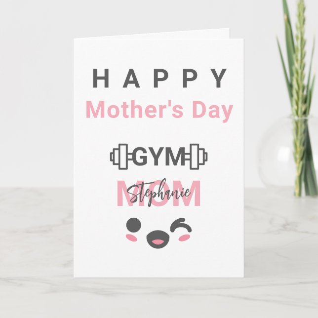Tarjeta Personalized Gym Mom Happy Mother's Day Card (Anverso)