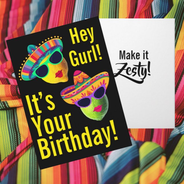 Tarjeta Personalized Hey Gurl Funny Lemon Lime (Personalize it!)