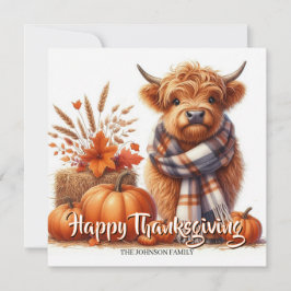 Tarjeta Personalized highland cows thanksgiving card 