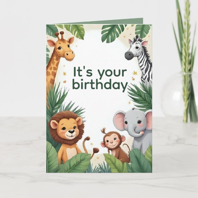 Tarjeta Personalized Jungle Animals Birthday Card (Anverso)