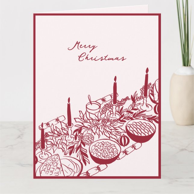 Tarjeta Personalized Merry Christmas Table Minimal Design (Anverso)