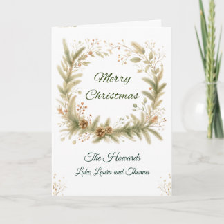 Tarjeta Personalized Merry Christmas Wreath Card