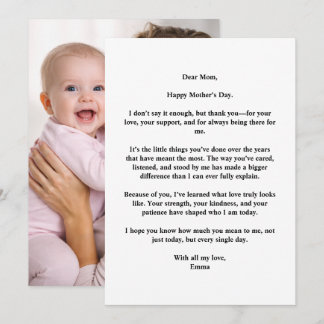 Tarjeta Personalized Message Photo Mother’s Day Card