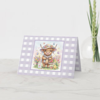 Tarjeta Personalized Mother's Day Highland Cow Gingham