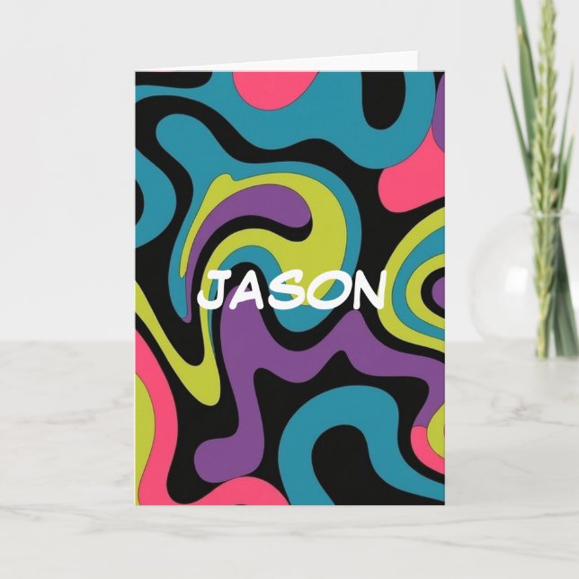 Tarjeta Personalized Neon Abstract Pattern — Retro Design (Anverso)