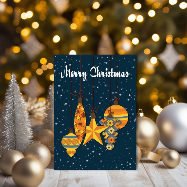 Tarjeta Personalized Orange Ornaments Christmas Card (Personalize your holiday wishes, by adding a custom message.)