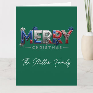 Tarjeta Personalized Patriotic Family Christmas