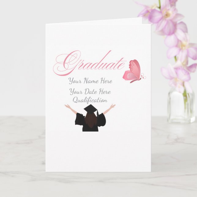 Tarjeta Personalized Pink Graduate Gift, Custom Name  (Orquídea)
