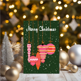 Tarjeta Personalized Pink Ornaments Christmas