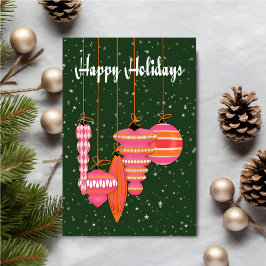 Tarjeta Personalized Pink Ornaments Holiday