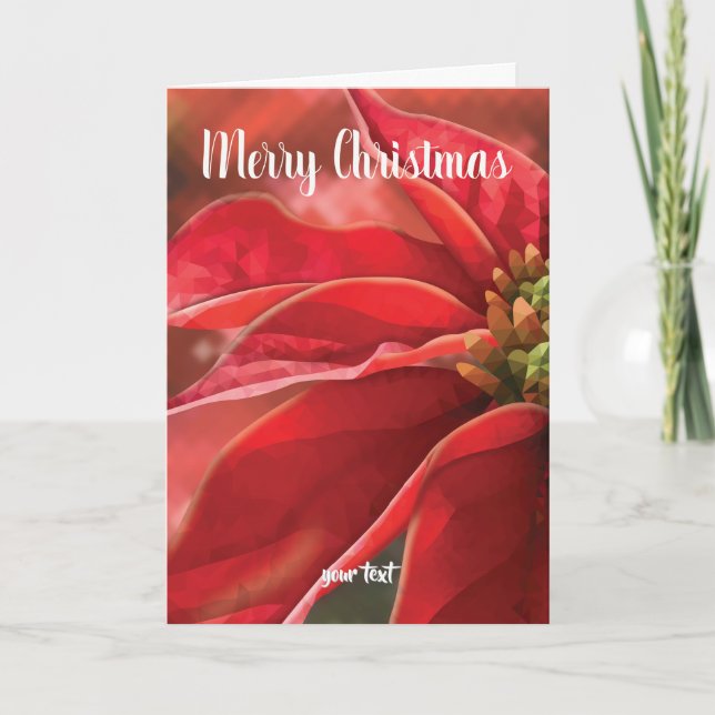 Tarjeta Personalized Red Poinsettia Christmas (Anverso)