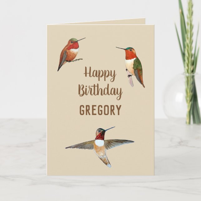Tarjeta Personalized Rufous Hummingbirds Birthday Card (Anverso)