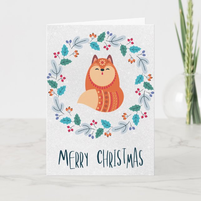 Tarjeta Personalized Rustic Fox Folded Greeting Card (Anverso)
