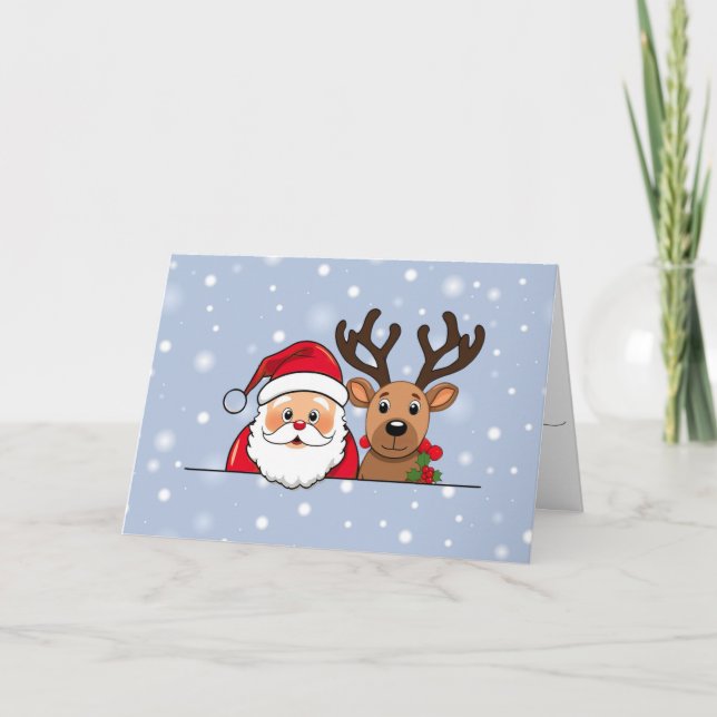Tarjeta Personalized Santa & Reindeer Christmas (Anverso)