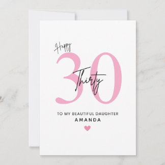 Tarjeta Personalized Simple Daughter 30th Birthday Card