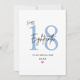 Tarjeta Personalized Simple Son 18th Birthday Card