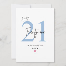 Tarjeta Personalized Simple Son 21st Birthday Card