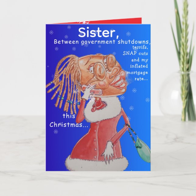 Tarjeta Personalized Sisters Christmas Economics Greeting (Anverso)