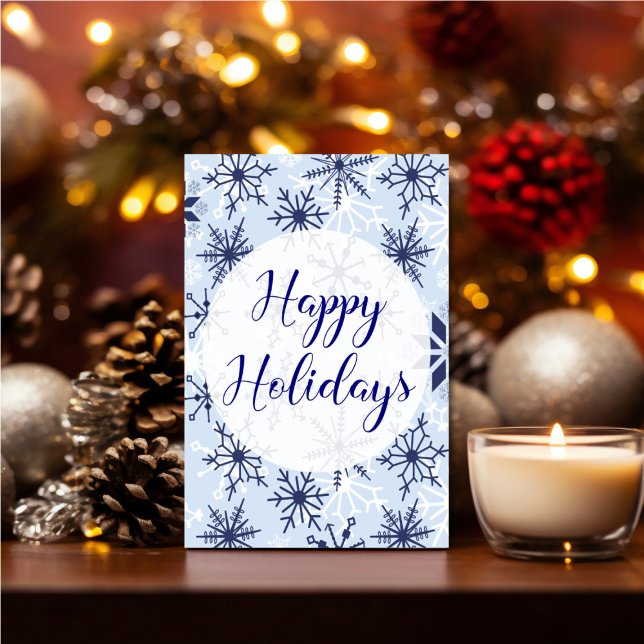 Tarjeta Personalized Snowflakes Holiday (Personalize your holiday wishes, by adding a custom message.)