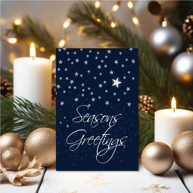 Tarjeta Personalized Starry Night Seasons Greetings (Personalize your holiday wishes, by adding a custom message.)