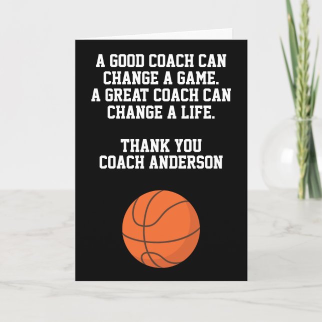 Tarjeta Personalized Thank You Basketball Coach From Team (Anverso)