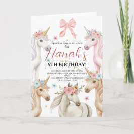 Tarjeta Personalized Unicorn Birthday Invitation Custom 