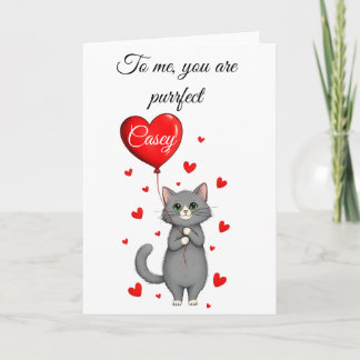 Tarjeta Personalized Valentine's Day Card - Cute Cat  