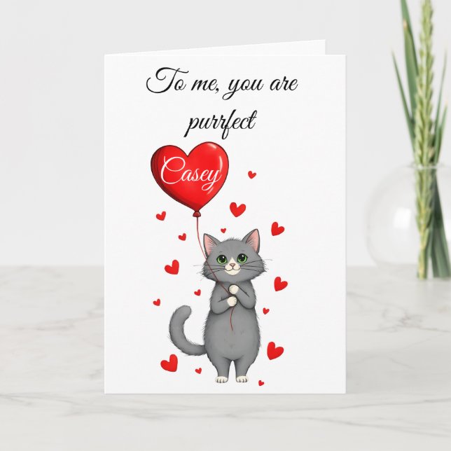 Tarjeta Personalized Valentine's Day Card - Cute Cat   (Anverso)