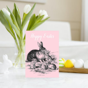 Tarjeta Personalized vintage rabbit family
