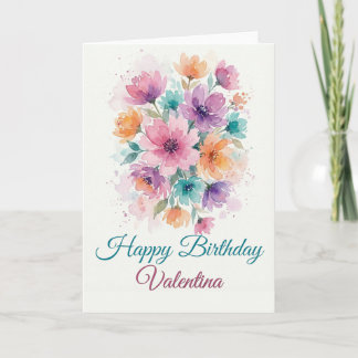 Tarjeta Personalized Watercolor Floral Birthday Card