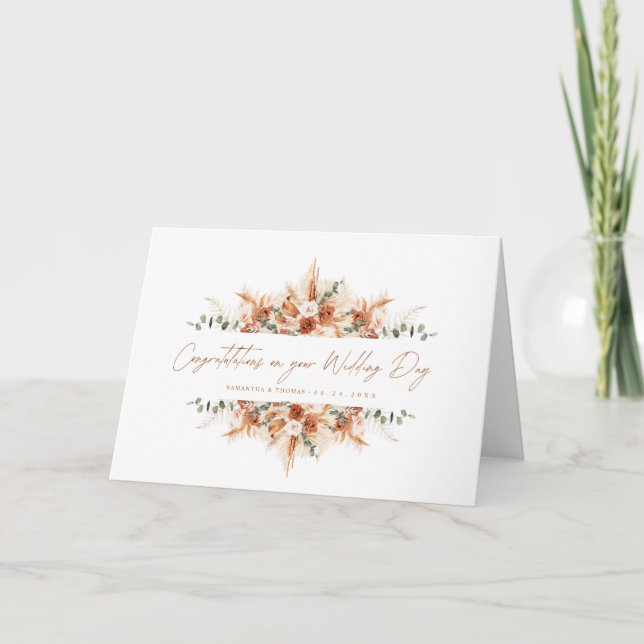 Tarjeta Personalized Wedding Congratulations Terracotta  (Anverso)