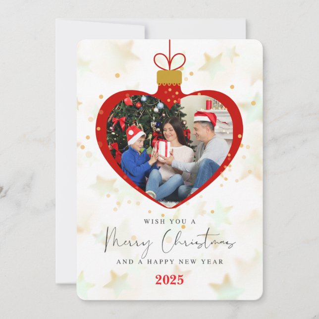 Tarjeta Personlized Photo Merry christmas & Happy New Year (Anverso)