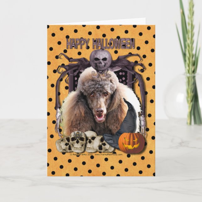 Tarjeta Pesadilla de Halloween - caniche - chocolate (Anverso)