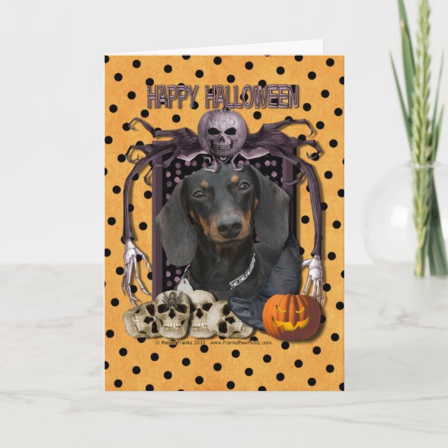 Tarjeta Pesadilla de Halloween - Dachshund - Winston (Anverso)