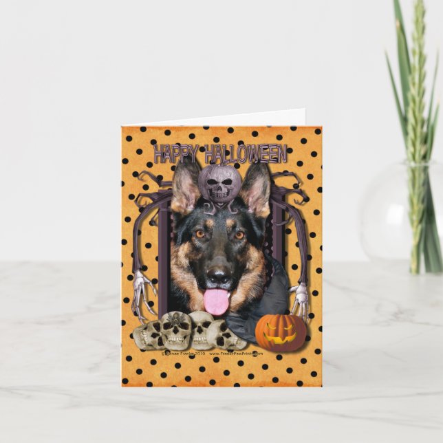 Tarjeta Pesadilla de Halloween - pastor alemán - Kuno (Anverso)