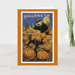 Tarjeta Pesadilla del remiendo de la calabaza de Halloween