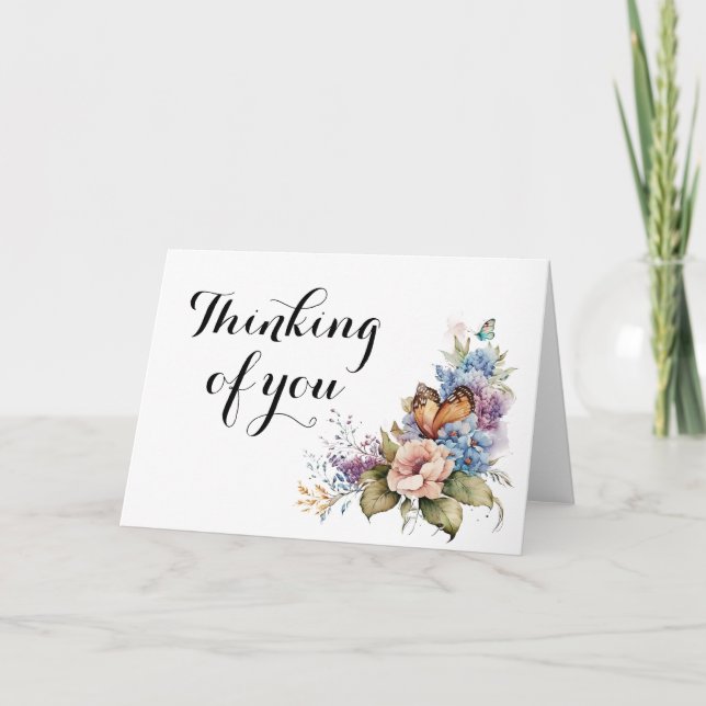 Tarjeta Pésames Luto Pensando en Ti en Blanco  (Anverso)