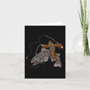 Tarjeta Pesca a pie de página de pesca silvestre