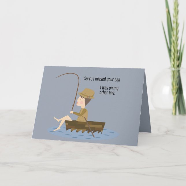 Tarjeta Pesca Azul Gracioso Perdón Por Haber Perdido Tu Ci (Anverso)